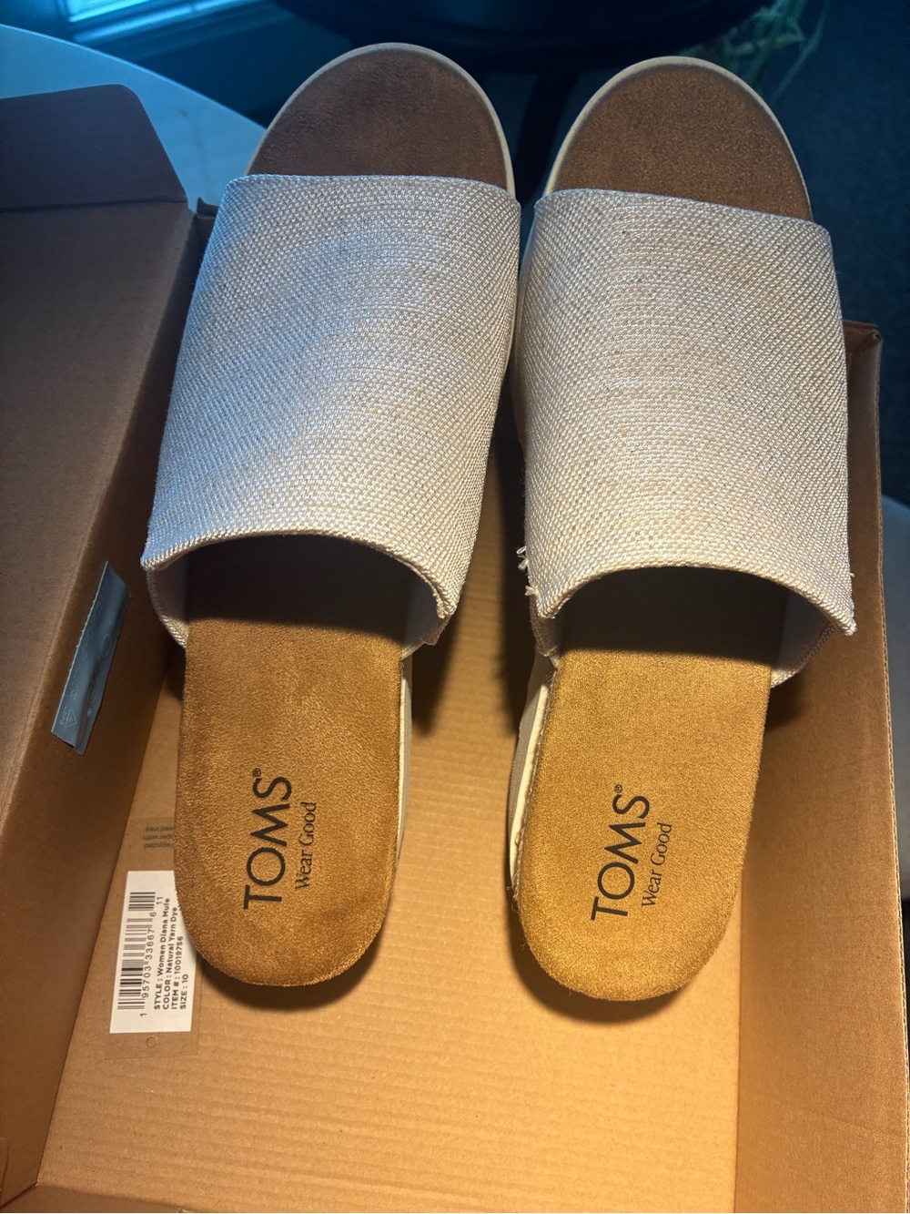 TOMS Canvas Slide Mules Size 10